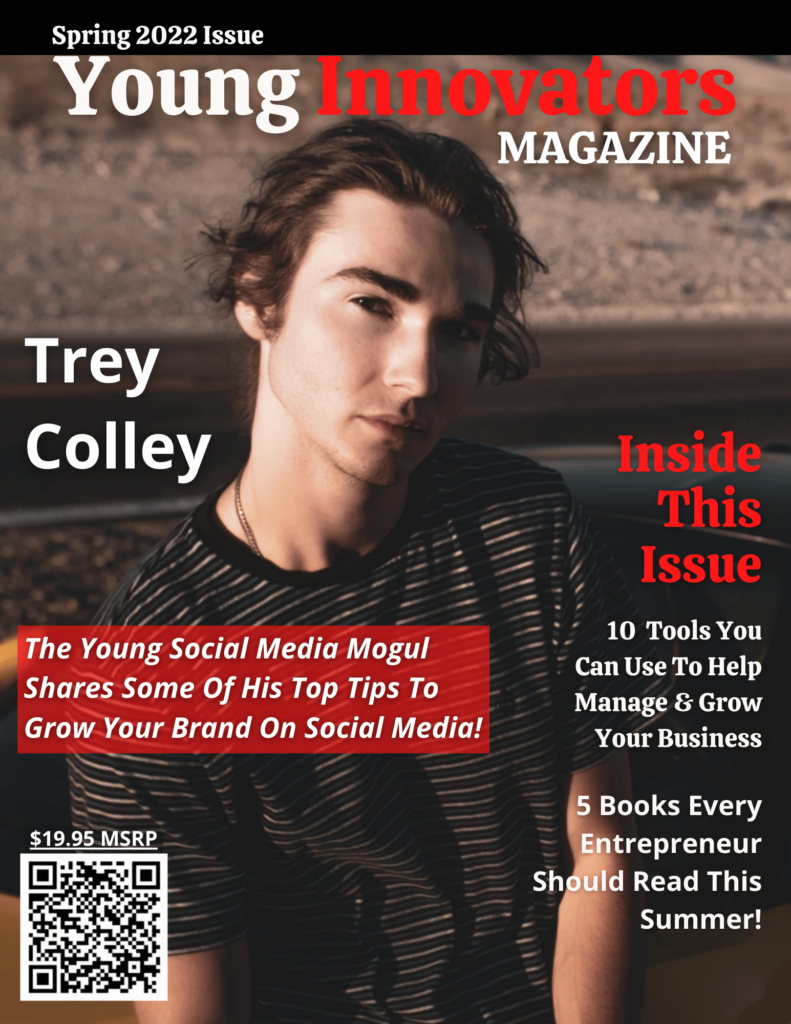 Trey Colley On Cover Of Young Innovators Magazine Summer 2022 Edition